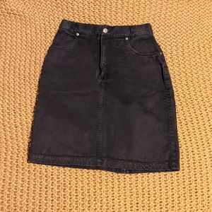 High waisted black denim skirt